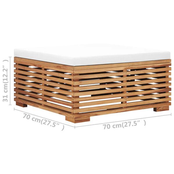 vidaXL Σετ Τραπέζι Κήπου & Υποπόδιο Μασίφ Ξύλο Teak με Κρεμ Μαξιλάρι