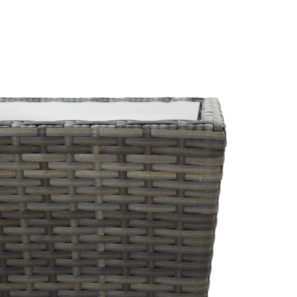 vidaXL Τραπέζι Βοηθητικό Γκρι 41,5x41,5x43 εκ. Συνθ.Ρατάν/Ψημένο Γυαλί