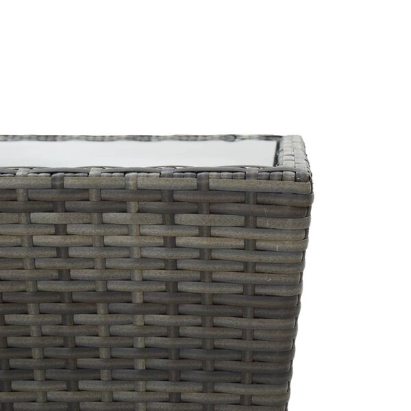 vidaXL Τραπέζι Βοηθητικό Γκρι 41,5x41,5x43 εκ. Συνθ.Ρατάν/Ψημένο Γυαλί