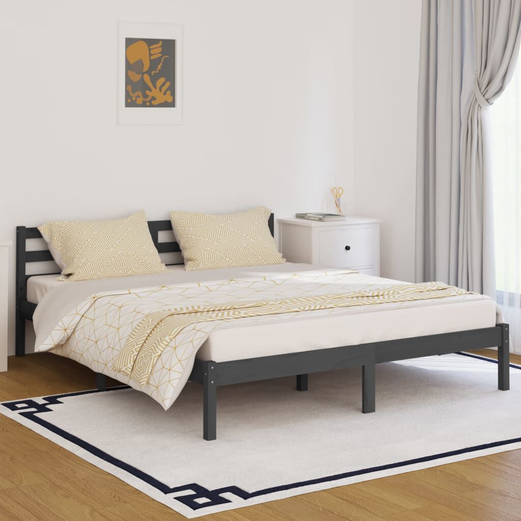 vidaXL Πλαίσιο Κρεβατιού Γκρι 160 x 200 εκ. από Μασίφ Ξύλο Πεύκου