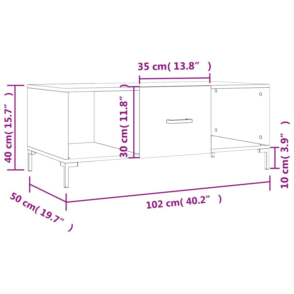 vidaXL Τραπεζάκι Σαλονιού Sonoma Δρυς 102x50x40 εκ. από Επεξεργ. Ξύλο