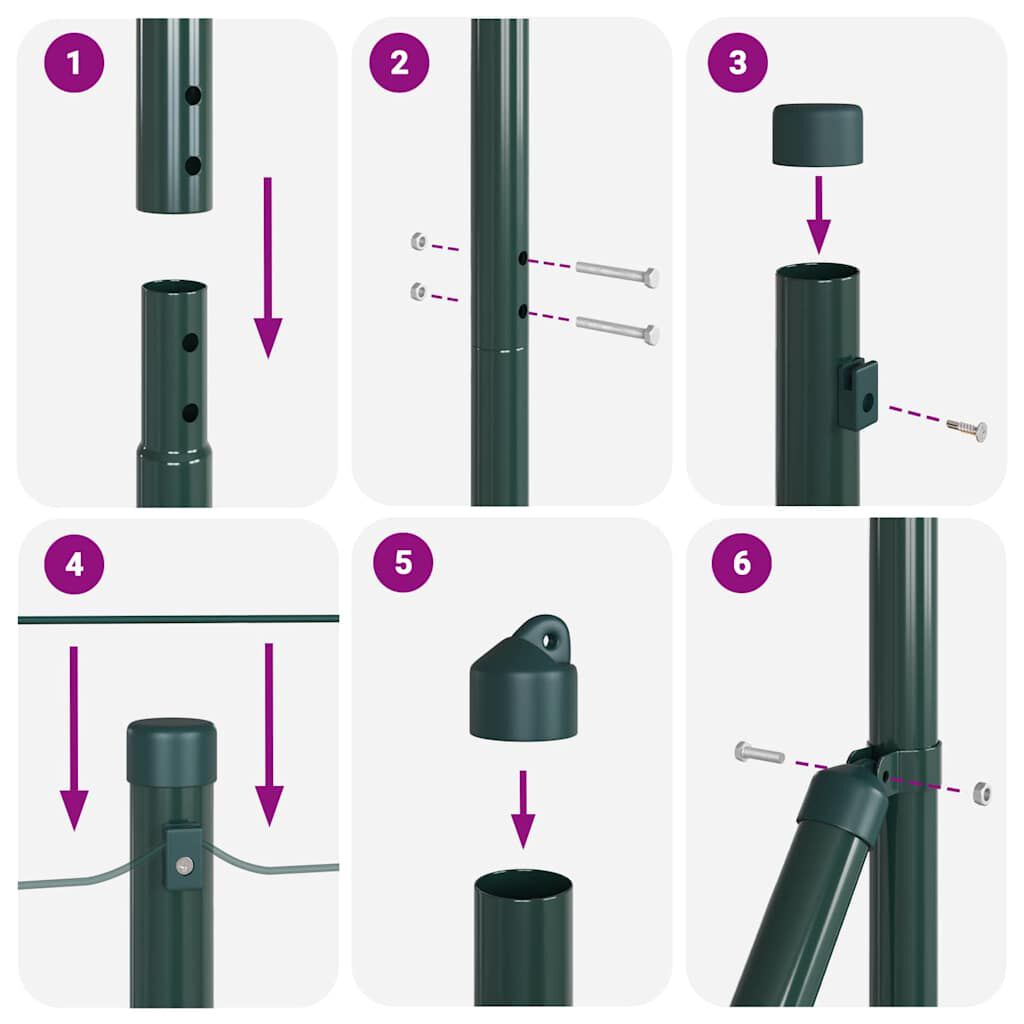 vidaXL Πό posts φράχτη 13 pcs Πράσινο Ø32mm 160 εκ