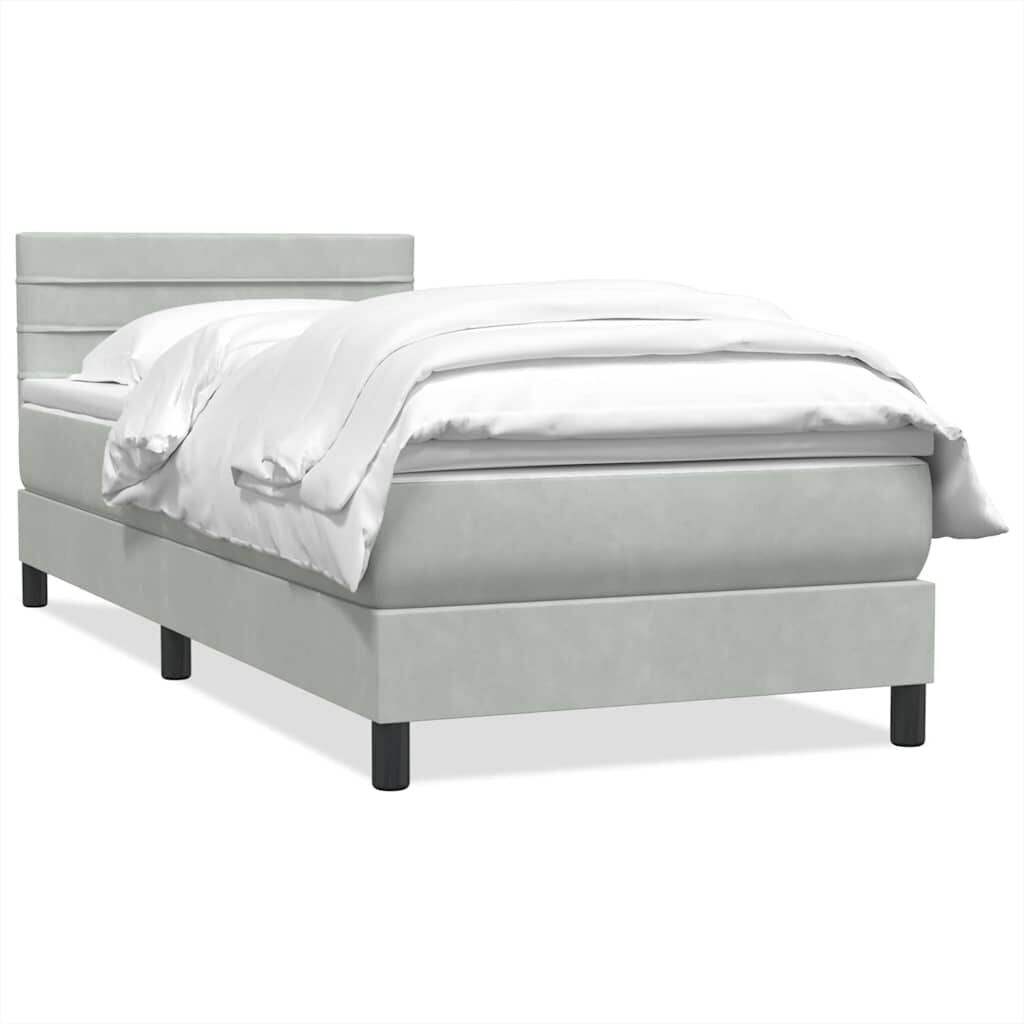 vidaXL Box Spring κρεβάτι με στρώμα ανοιχτό γκρι 80x220 cm Βελούδινο