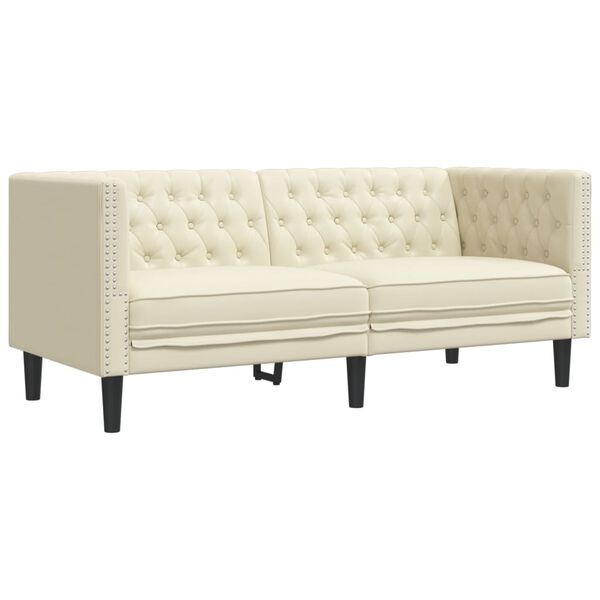 vidaXL Καναπές Διθέσιος Chesterfield Κρεμ από Συνθετικό Δέρμα