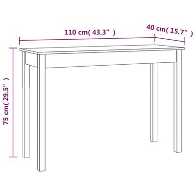 vidaXL Τραπέζι κονσόλα Καφέ μελί 110x40x75 εκ. Μασίφ Ξύλο Πεύκου