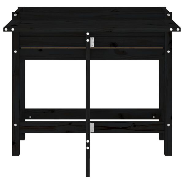 vidaXL Ζαρντινιέρα Κήπου με Πτυσσόμενο Τραπέζι Μαύρη Μασίφ Ξύλο Πεύκου