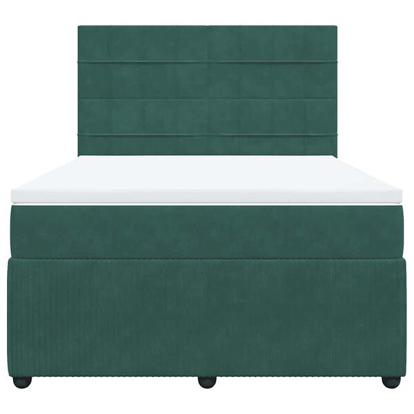 vidaXL Κρεβάτι Boxspring με Στρώμα Σκούρο Πράσινο 140x200εκ. Βελούδινο