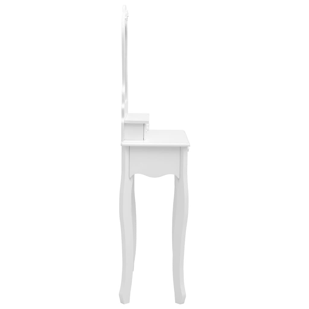 vidaXL Μπουντουάρ με Σκαμπό Λευκό 50 x 59 x 136 εκ. Ξύλο Παυλώνιας