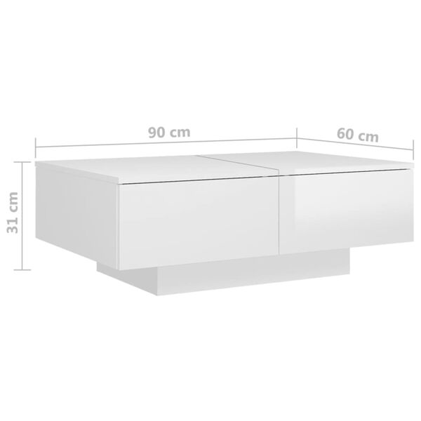 vidaXL Τραπεζάκι Σαλονιού Γυαλιστερό Λευκό 90x60x31 εκ. Επεξ. Ξύλο