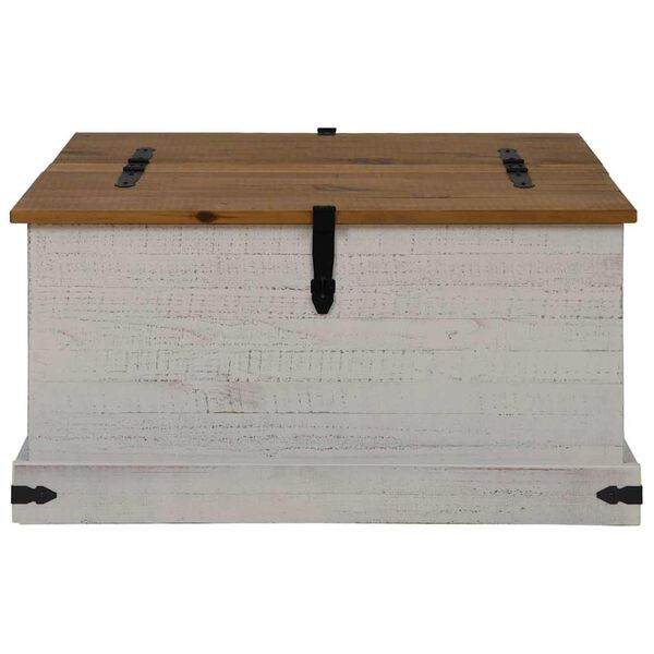 vidaXL Σεντούκι αποθήκευσης HALDEN Λευκό 91x91x47 cm Στερεό ξύλο πεύκο