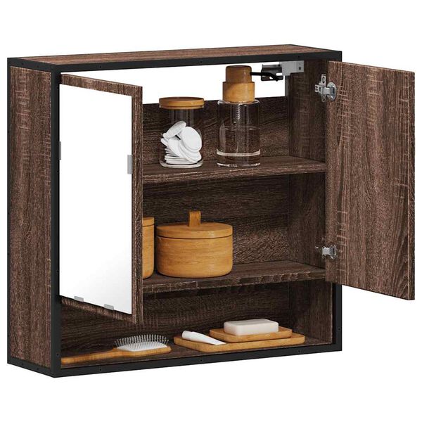 vidaXL ντουλάπι καθρέφτη μπάνιου καφέ δρυς 65x20x60 cm
