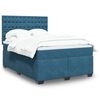 vidaXL Κρεβάτι Boxspring με Στρώμα Μπλε 140x190 εκ. Βελούδινο