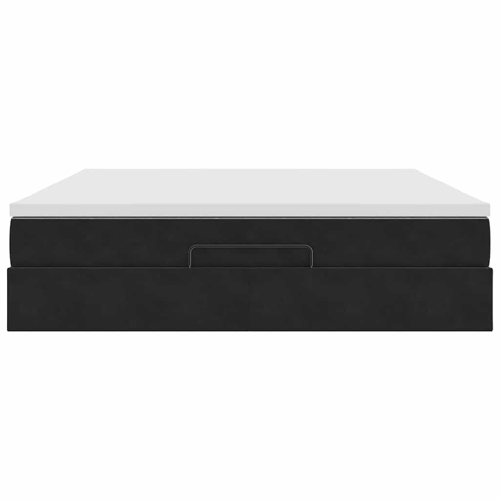 vidaXL Οθωμανικό κρεβάτι με στρώμα Μαύρο 180x200cm Velvet