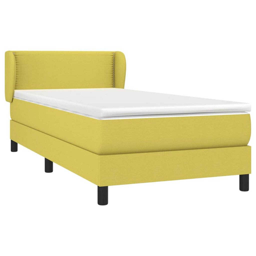 vidaXL Κρεβάτι Boxspring με Στρώμα Πράσινο 100 x 200 εκ. Υφασμάτινο