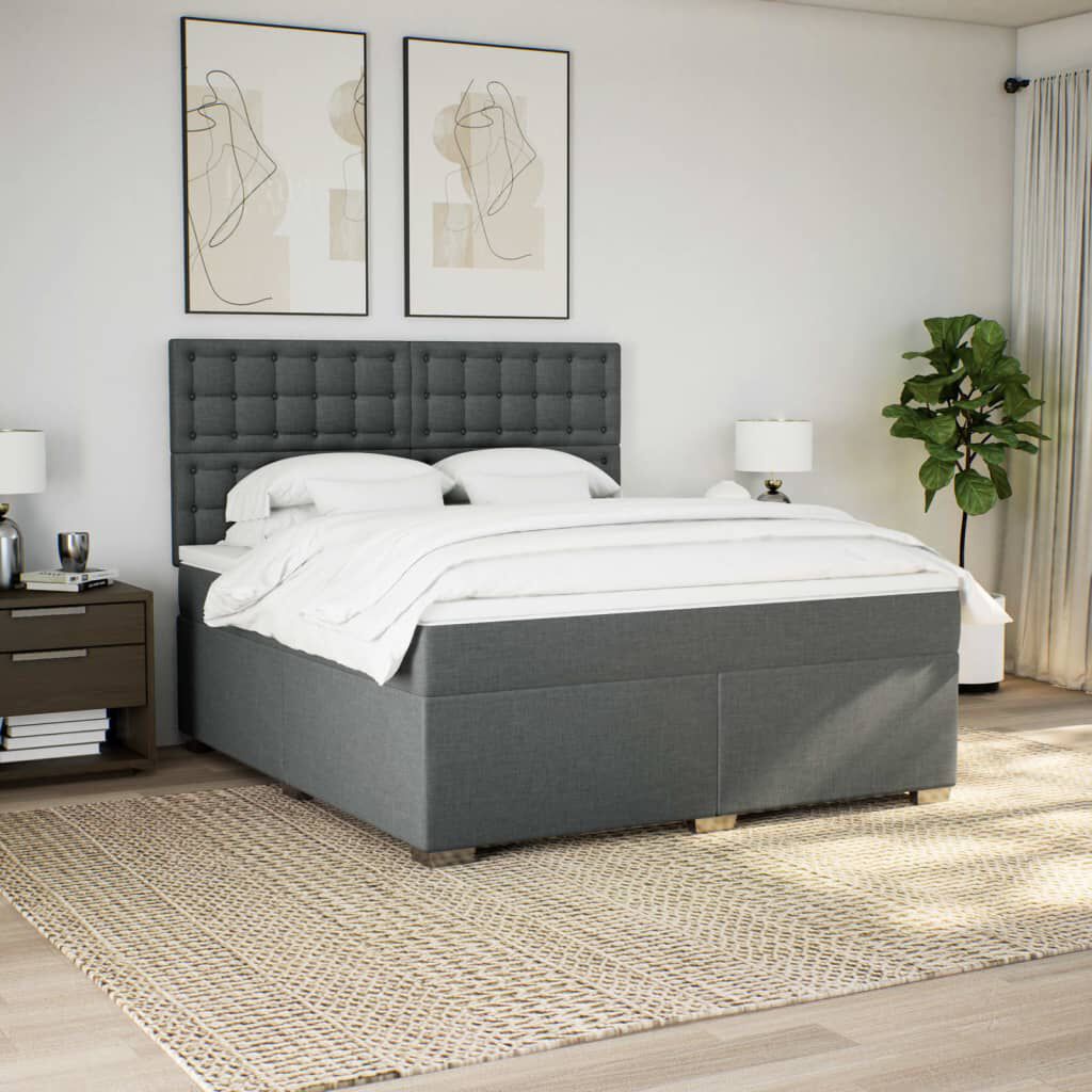vidaXL Κρεβάτι Boxspring με Στρώμα Σκούρο Γκρι 180x200 εκ Υφασμάτιν