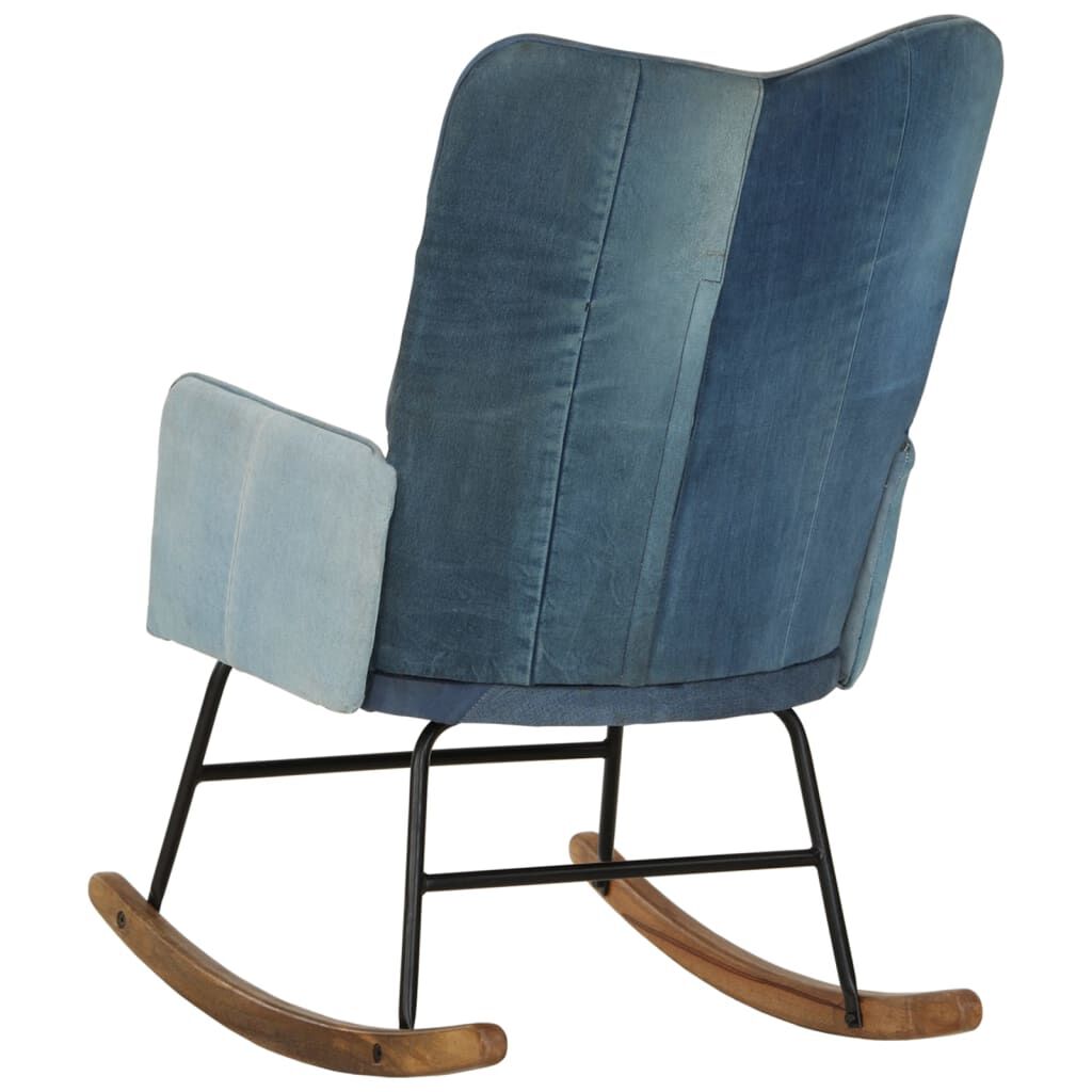 vidaXL Πολυθρόνα Κουνιστή Μπλε Denim Patchwork Καραβόπανο