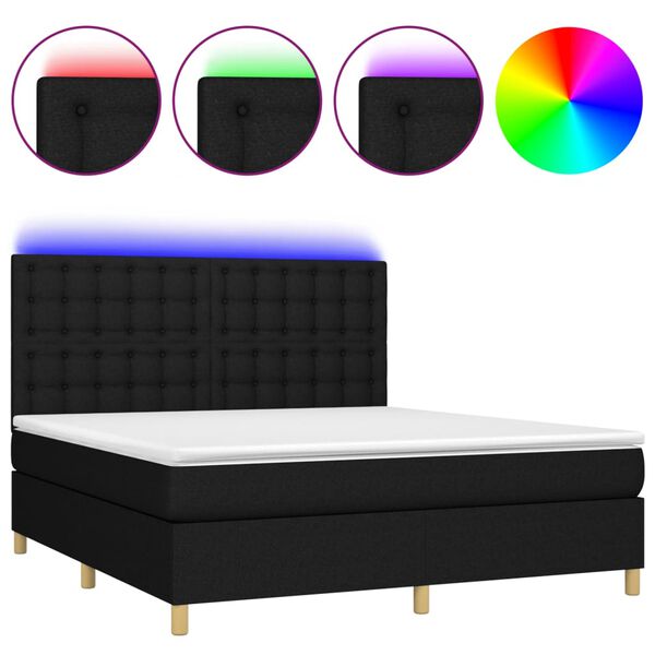 vidaXL &Kappa;&rho;&epsilon;&beta;ά&tau;&iota; Boxspring &mu;&epsilon; &Sigma;&tau;&rho;ώ&mu;&alpha; & LED &Mu;&alpha;ύ&rho;&omicron; 180x200 &epsilon;&kappa;. &Upsilon;&phi;&alpha;&sigma;&mu;ά&tau;&iota;&nu;&omicron;