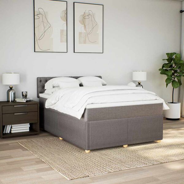 vidaXL &Kappa;&rho;&epsilon;&beta;ά&tau;&iota; Boxspring &mu;&epsilon; &Sigma;&tau;&rho;ώ&mu;&alpha; Taupe 160x200 &epsilon;&kappa;. &Upsilon;&phi;&alpha;&sigma;&mu;ά&tau;&iota;&nu;&omicron;