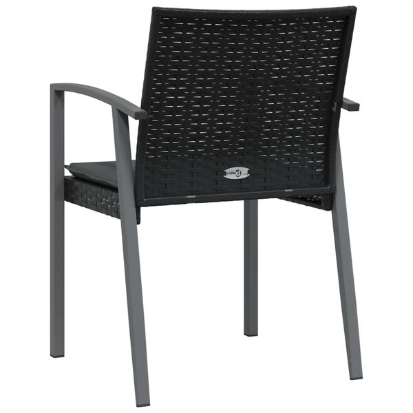 vidaXL Καρέκλες Κήπου 2 τεμ. Μαύρο 56,5x57x83 εκ Συνθ. Ρατάν&Μαξιλάρια