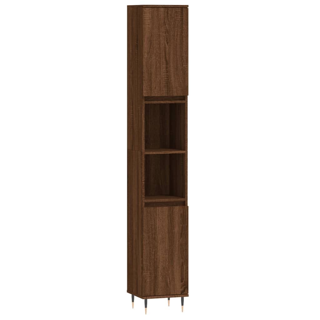vidaXL Ντουλάπι Μπάνιου Καφέ Δρυς 30x30x190 εκ. Επεξεργασμένο Ξύλο
