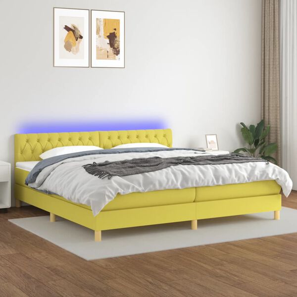 vidaXL &Kappa;&rho;&epsilon;&beta;ά&tau;&iota; Boxspring &mu;&epsilon; &Sigma;&tau;&rho;ώ&mu;&alpha; & LED &Pi;&rho;ά&sigma;&iota;&nu;&omicron; 200x200 &epsilon;&kappa; &Upsilon;&phi;&alpha;&sigma;&mu;ά&tau;&iota;&nu;&omicron;