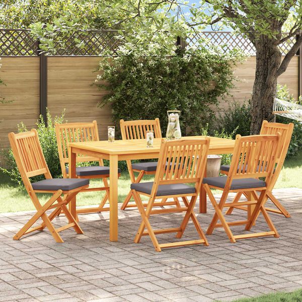 vidaXL Πτυσσόμενη Καρέκλα με μαξιλάρι 6 pcs Γκρι 49 x 57.5 x 92εκ