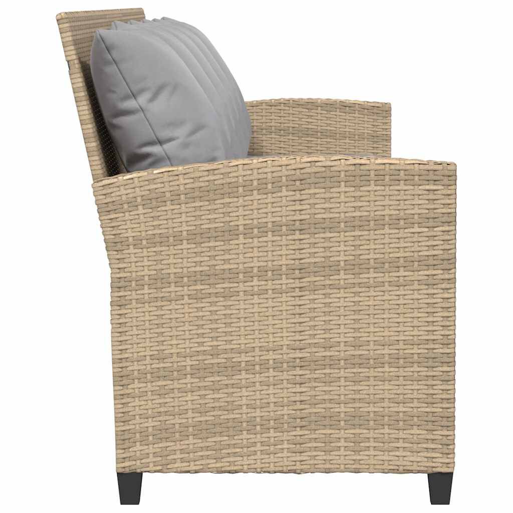vidaXL Καναπές κήπου 5θέσιος με μαξιλάρια Μπεζ Poly Rattan