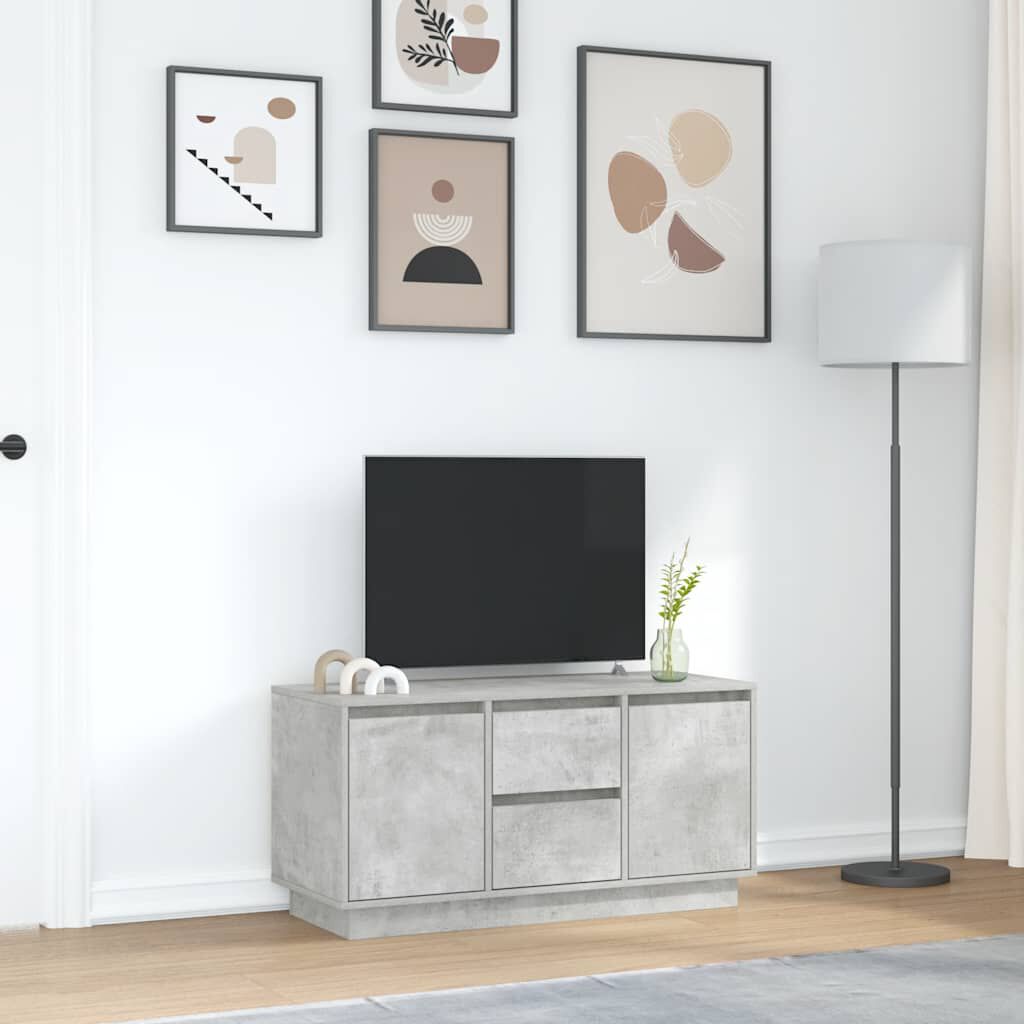 vidaXL Έπιπλο Τηλεόρασης με LED Γκρι Σκυροδέματος 100x41x50 εκ.