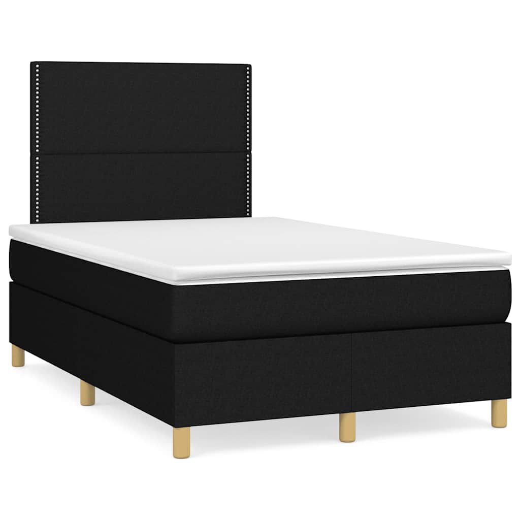 vidaXL Κρεβάτι Boxspring με Στρώμα & LED Μαύρο 120x190 εκ. Υφασμάτινο