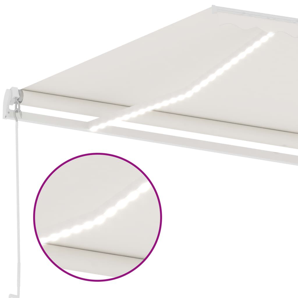vidaXL Τέντα Συρόμενη Χειροκίνητη με LED Κρεμ 300 x 250 εκ.