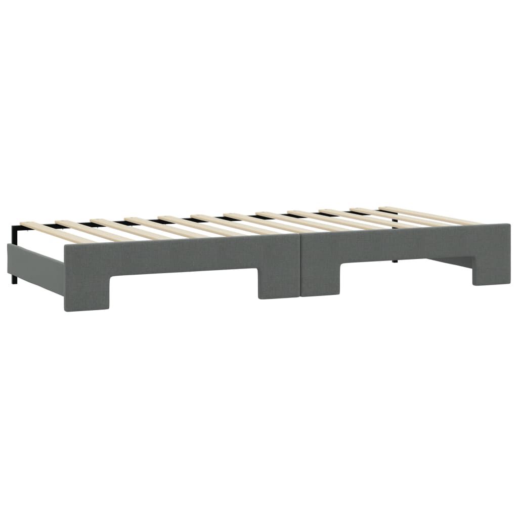 vidaXL Καναπές Κρεβάτι Συρόμενος Σκούρο γκρι 90x190 εκ Ύφασμα Στρώματα