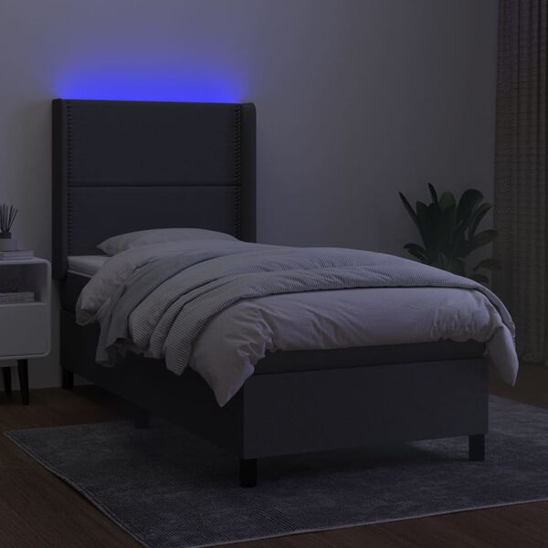 vidaXL &Kappa;&rho;&epsilon;&beta;ά&tau;&iota; Boxspring &mu;&epsilon; &Sigma;&tau;&rho;ώ&mu;&alpha; & LED &Sigma;&kappa;.&Gamma;&kappa;&rho;&iota; 80x200 &epsilon;&kappa;. &Upsilon;&phi;&alpha;&sigma;&mu;ά&tau;&iota;&nu;&omicron;