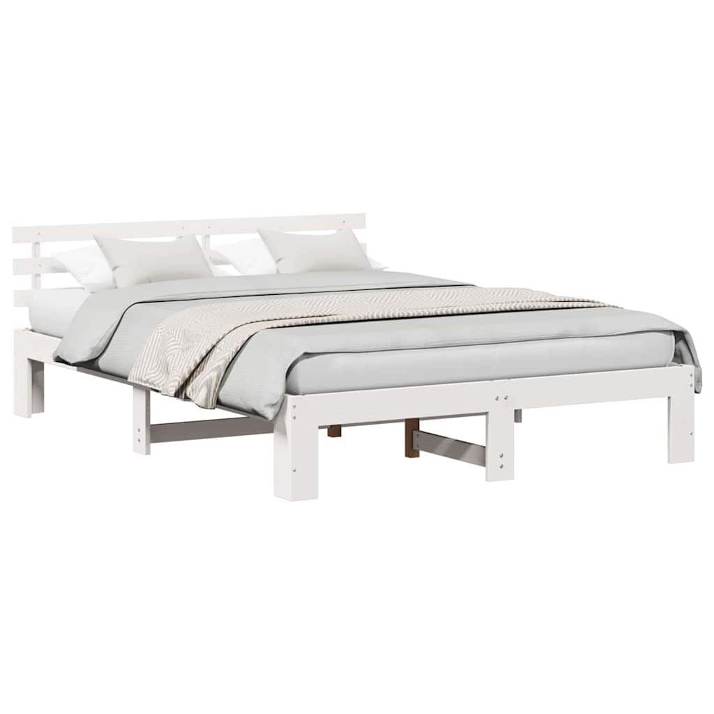 vidaXL Σκελετός Κρεβατιού Λευκό 140 x 200 cm Μασίφ ξύλο πεύκου