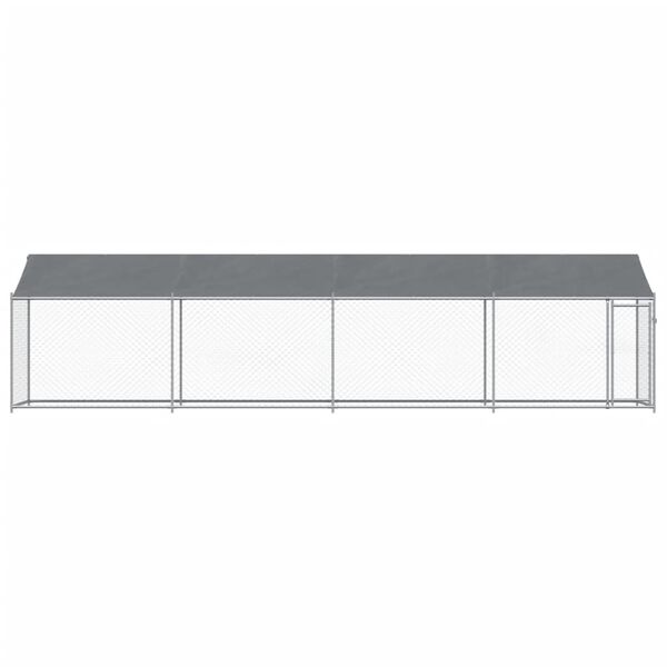 vidaXL Κλουβί Σκύλου με Οροφή και Πόρτες Γκρι 8x2x2 μ. Γαλβ. Χάλυβας