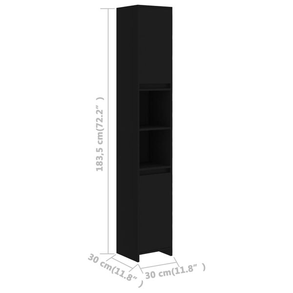 vidaXL Στήλη Μπάνιου Μαύρη 30 x 30 x 183,5 εκ. από Επεξ. Ξύλο