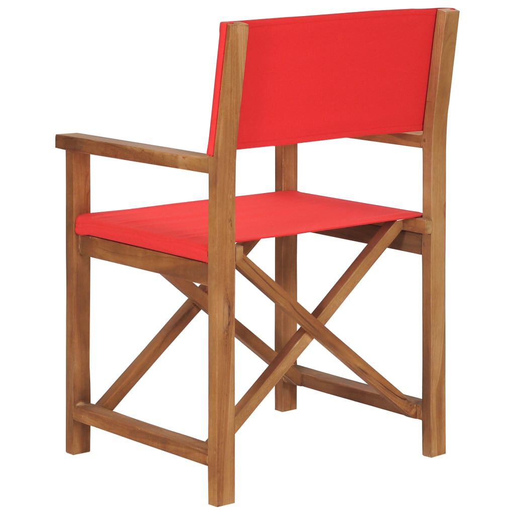 vidaXL Καρέκλα Σκηνοθέτη Κόκκινη από Μασίφ Ξύλο Teak
