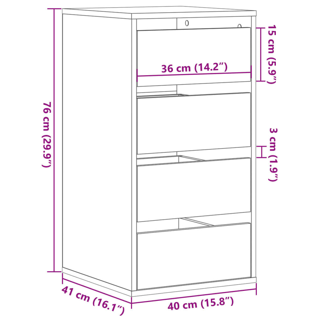 vidaXL Συρταριέρα Γωνιακή Όψη Παλαιού Ξύλου 40x41x76 εκ. Επεξεργ. Ξύλο