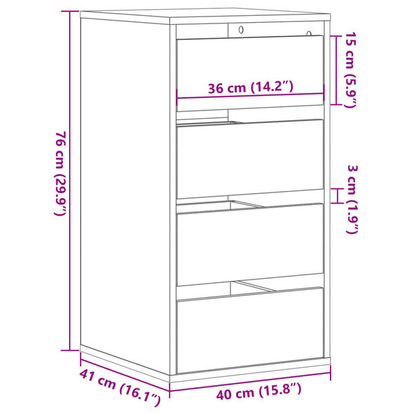 vidaXL Συρταριέρα Γωνιακή Όψη Παλαιού Ξύλου 40x41x76 εκ. Επεξεργ. Ξύλο