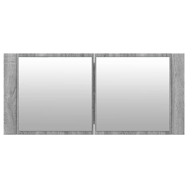 vidaXL Ντουλάπι Μπάνιου με Καθρέφτη / LED Γκρι Sonoma 100x12x45 εκ.