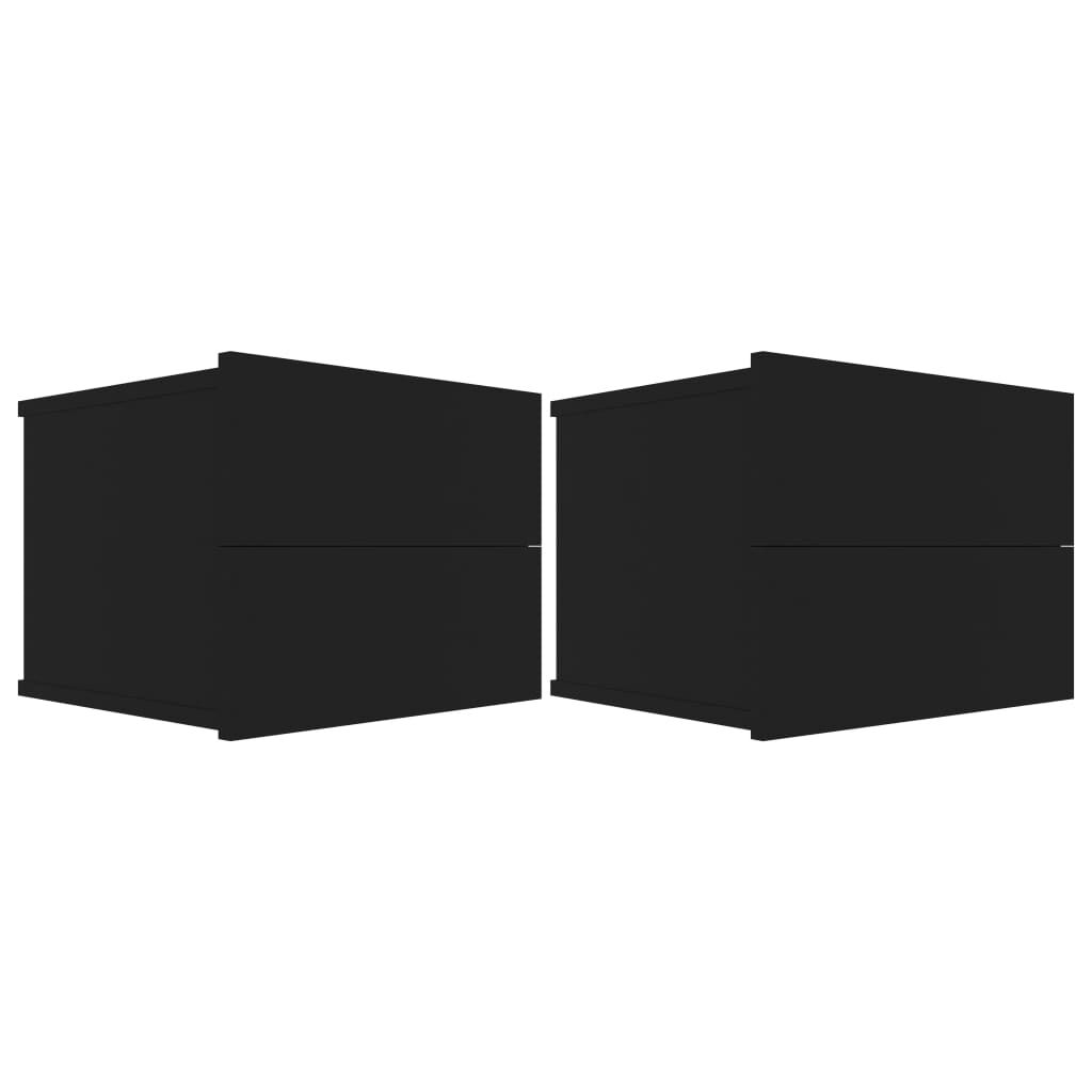 vidaXL Κομοδίνα 2 τεμ. Μαύρα 40 x 30 x 30 εκ. από Επεξ. Ξύλο