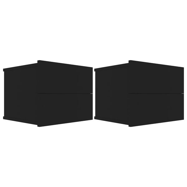 vidaXL Κομοδίνα 2 τεμ. Μαύρα 40 x 30 x 30 εκ. από Επεξ. Ξύλο
