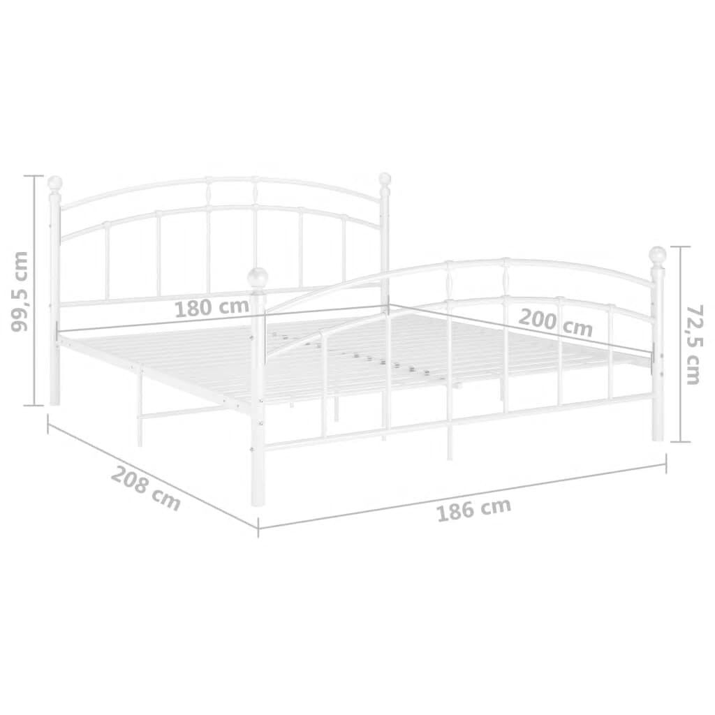 vidaXL Πλαίσιο Κρεβατιού Λευκό 180 x 200 εκ. Μεταλλικό