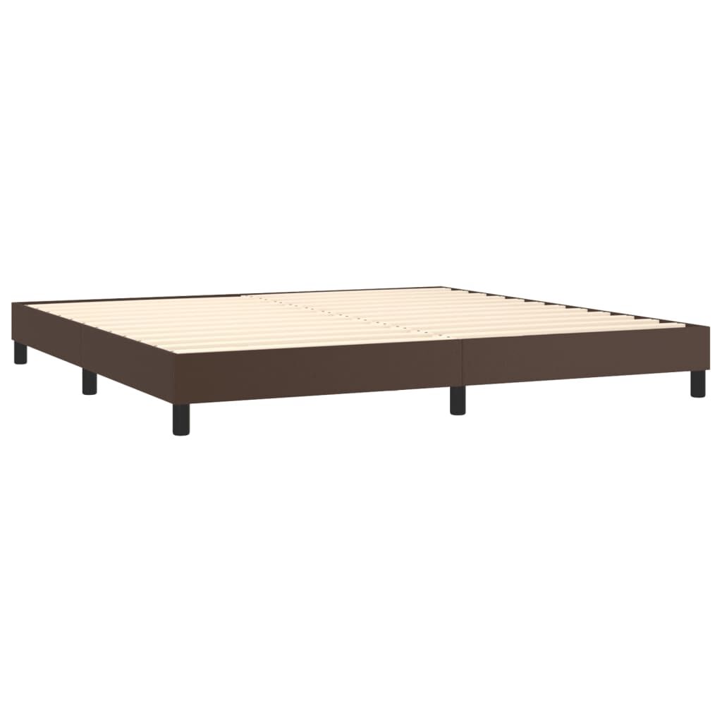 vidaXL Κρεβάτι Boxspring με Στρώμα Καφέ 200x200 εκ. Συνθετικό Δέρμα