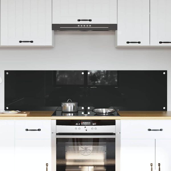 vidaXL Πίσω Πάνελ Κουζίνας Μαύρο 80 x 40 cm σκληρυμένο γυαλί