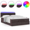 vidaXL Οθωμανικό κρεβάτι με στρώμα & LEDs Σκούρο καφέ 140x200cm ύφασμα