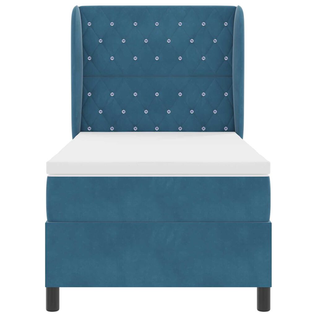 vidaXL Κρεβάτι με Στρώμα Dark Blue 90x190 cm Βελούδο
