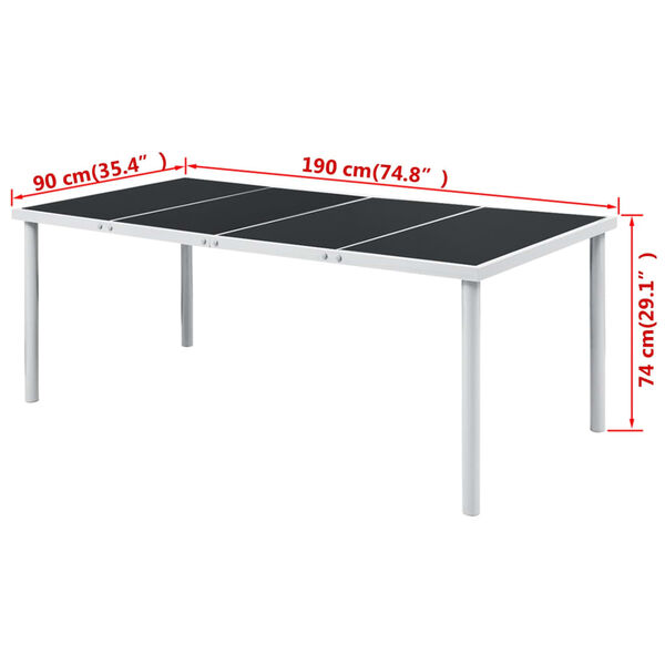 vidaXL Τραπέζι Κήπου Μαύρο 190 x 90 x 74 εκ. Ατσάλινο