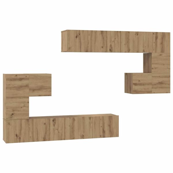 vidaXL Σετ επίπλου τηλεόρασης Επιτοίχιο 8 pcs artisan δρυς