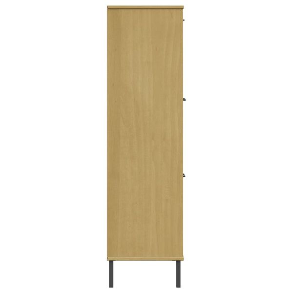 vidaXL Βιβλιοθήκη OSLO Καφέ 90x35x128,5 εκ. Μασίφ Ξύλο με Μετ. Πόδια