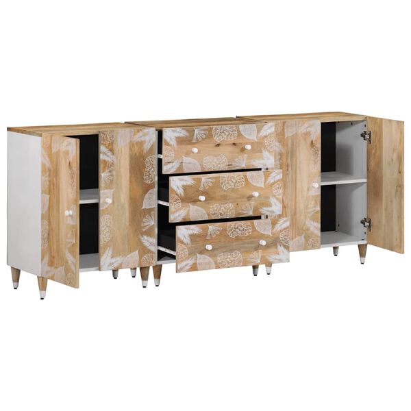 vidaXL Sideboards 3 τεμάχια 60x33,5x75 cm μασίφ ξύλο Mango